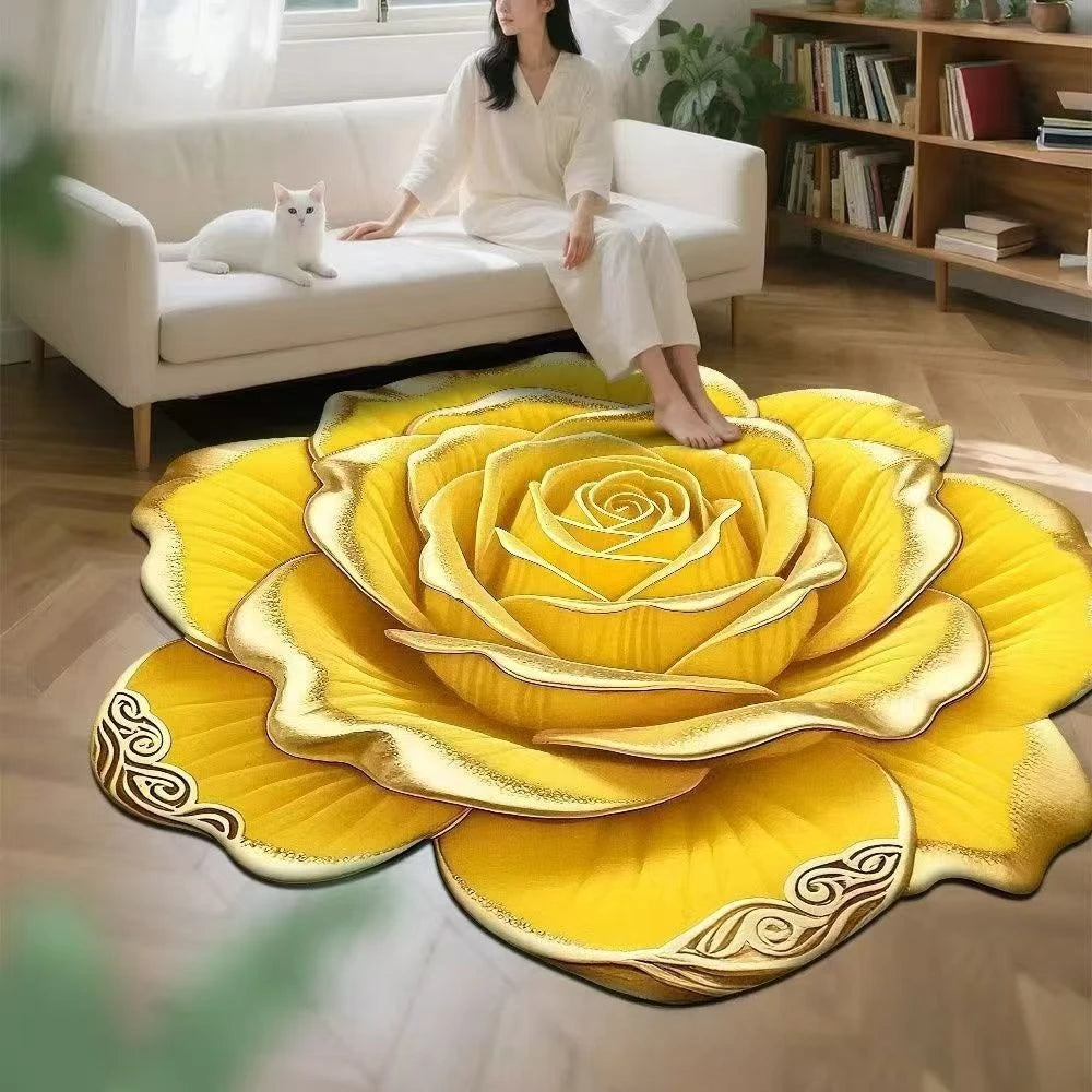 3D Flower Stereoscopic Vision Mat Anti-slip Living Room Decoration Soft Carpet Washable Lounge Rug Waterproof Rugs for Bedroom