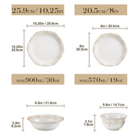MALACASA Stoneware Dinnerware Set Relief 16 And 32 Piece With Plates Bowls