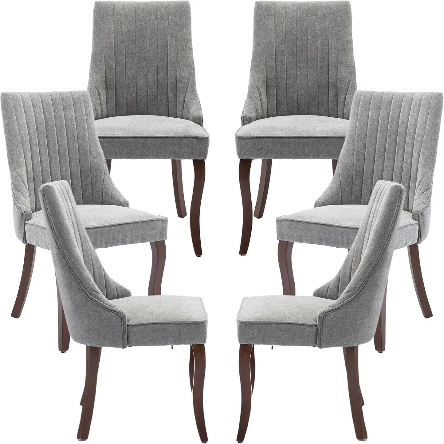 Velvet Upholstered Dining Chairs Set of 6 Mid Century Wood Legs Kitchen Room Easy Assembly Beige 6pcs,Customized