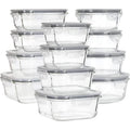 Glass Food Storage Containers with Lids, [24 Piece] Meal Prep Containers, Airtight Glass Bento Boxes, BPA Free & Leak Proof (12