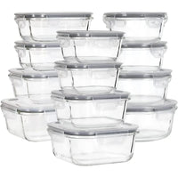 Glass Food Storage Containers with Lids, [24 Piece] Meal Prep Containers, Airtight Glass Bento Boxes, BPA Free & Leak Proof (12