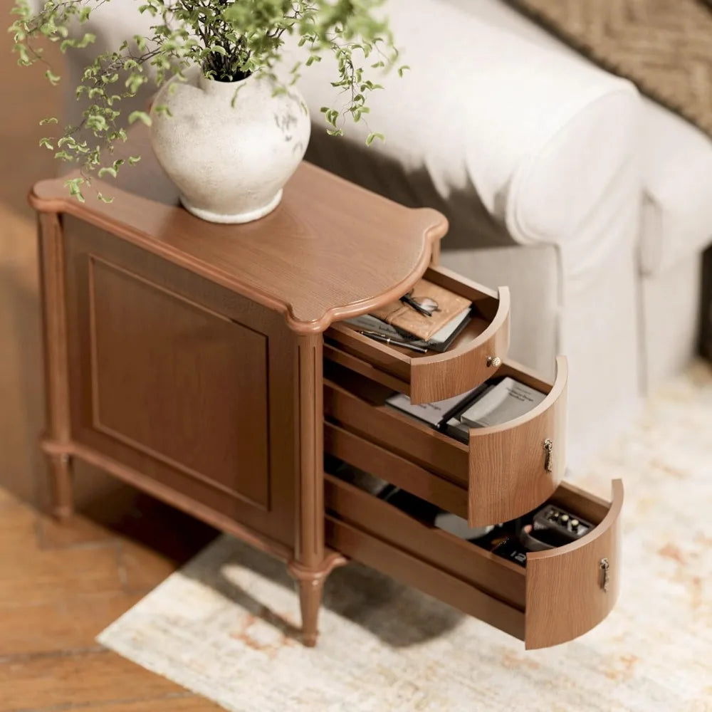 XMSJ Nightstand With Charging Station And 3 Drawers