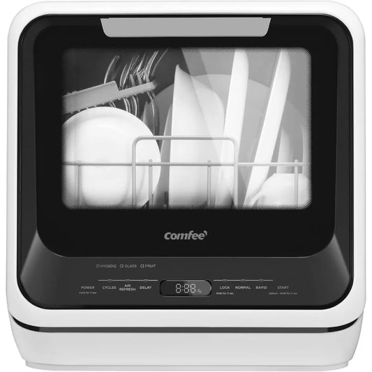 Portable Mini Dishwasher Countertop 5L Built-in Water Tank for Apartments RVs No Hookup Needed 6 Programs 360 Dual Spray 162 Hi