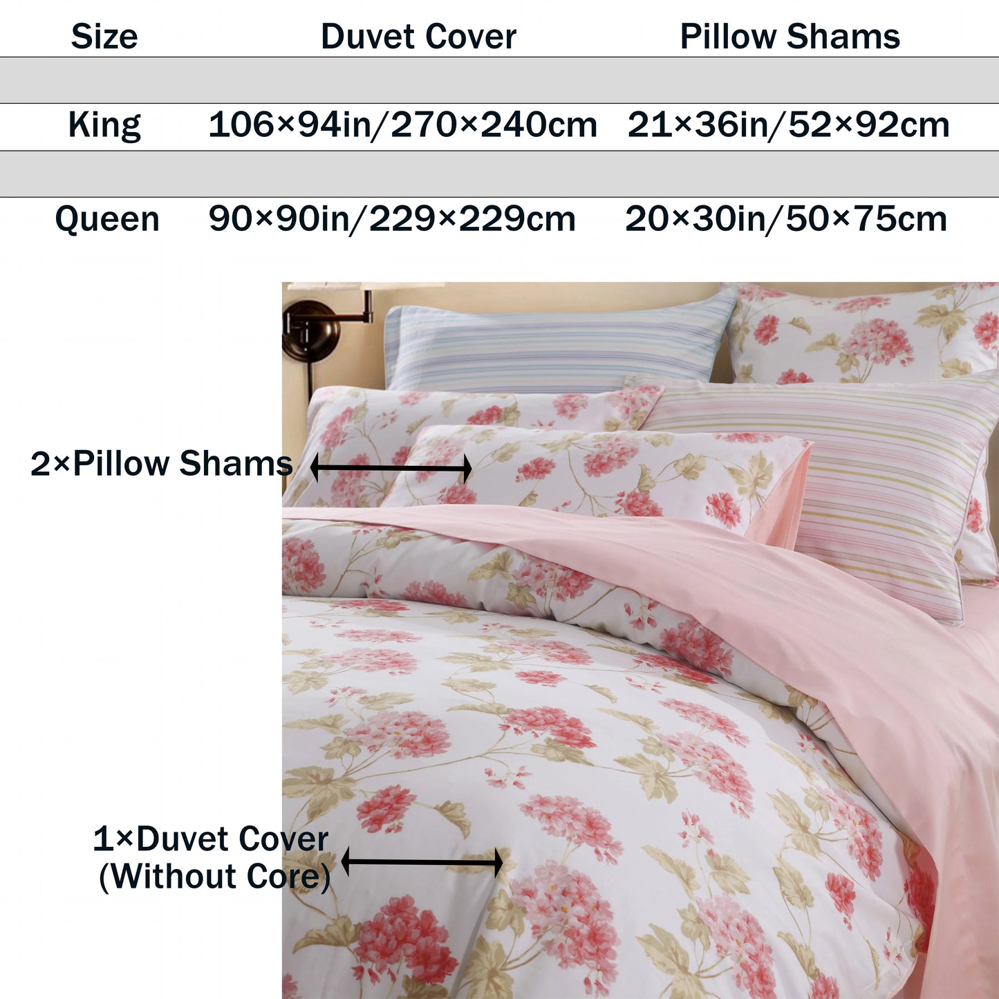 LISSTHERCN 3 Piece 600TC Egyptian Cotton Duvet Cover Set Floral