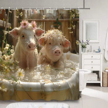 Cute Pig Bath Curtain For Kids Cartoon Animals Polyester