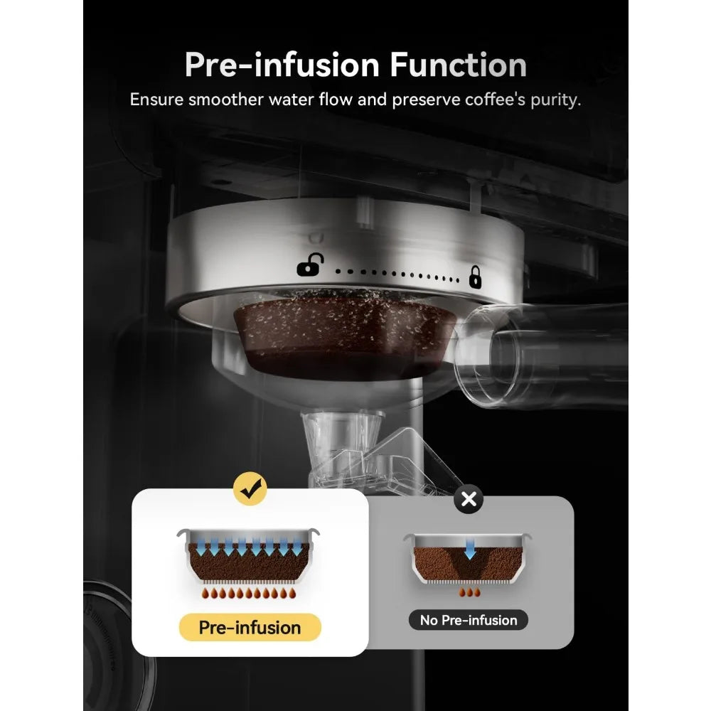 XMSJ Espresso Machine 15 Bar With Powerful Milk Frother