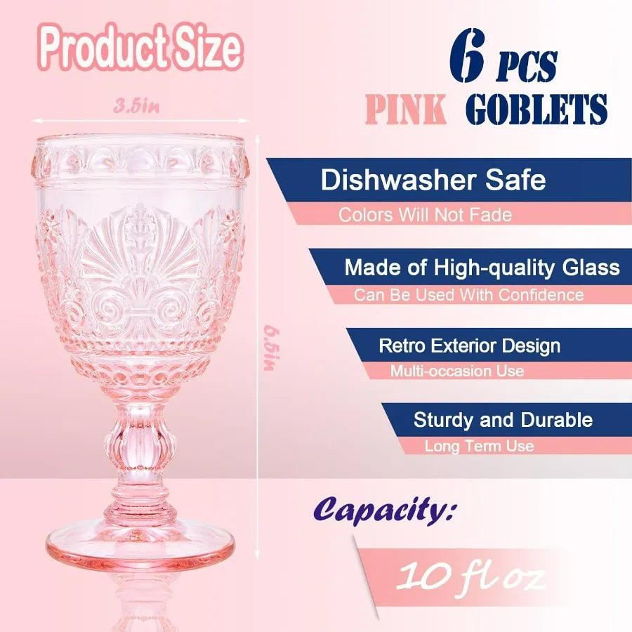 NONEDrinkware Vintage Glassware Goblet Set Durable Wine Glasses