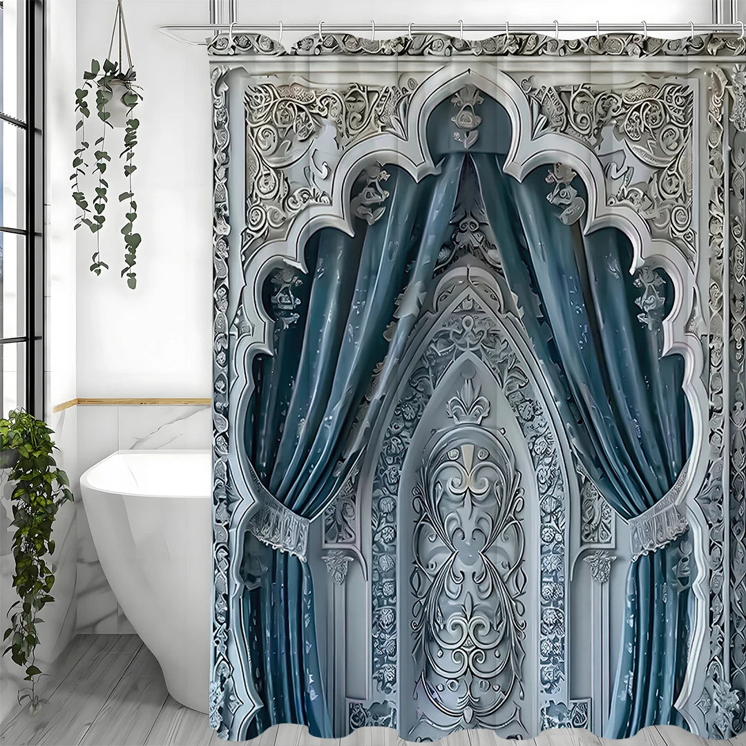 Arches Geometric Polyester Shower Curtain With Hooks