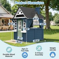 Playhouse Outdoor,Wooden Play House Playset, Large, Sturdy, Realistic Design with Kitchen, Doorbell, Customized