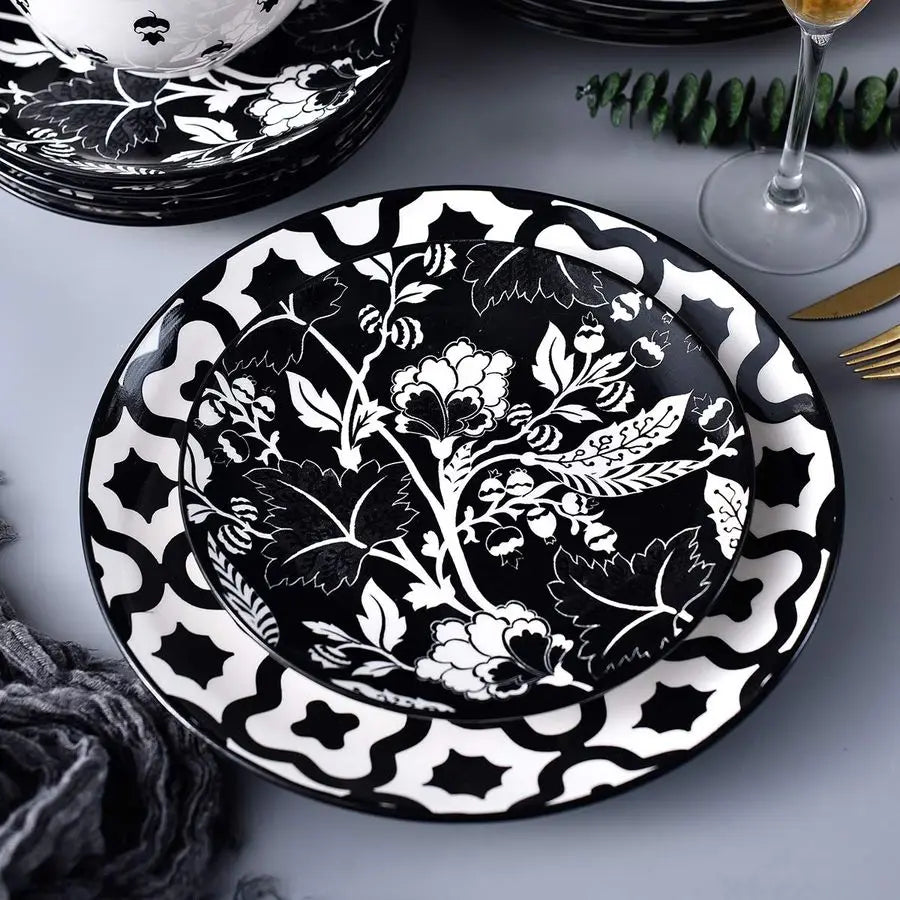 Dinnerware Set Ceramic Plates and Bowls for 4 Stoneware Dish Set
