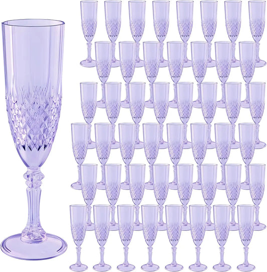 48-Pack Plastic Champagne Flutes Reusable Party Cups For Weddings