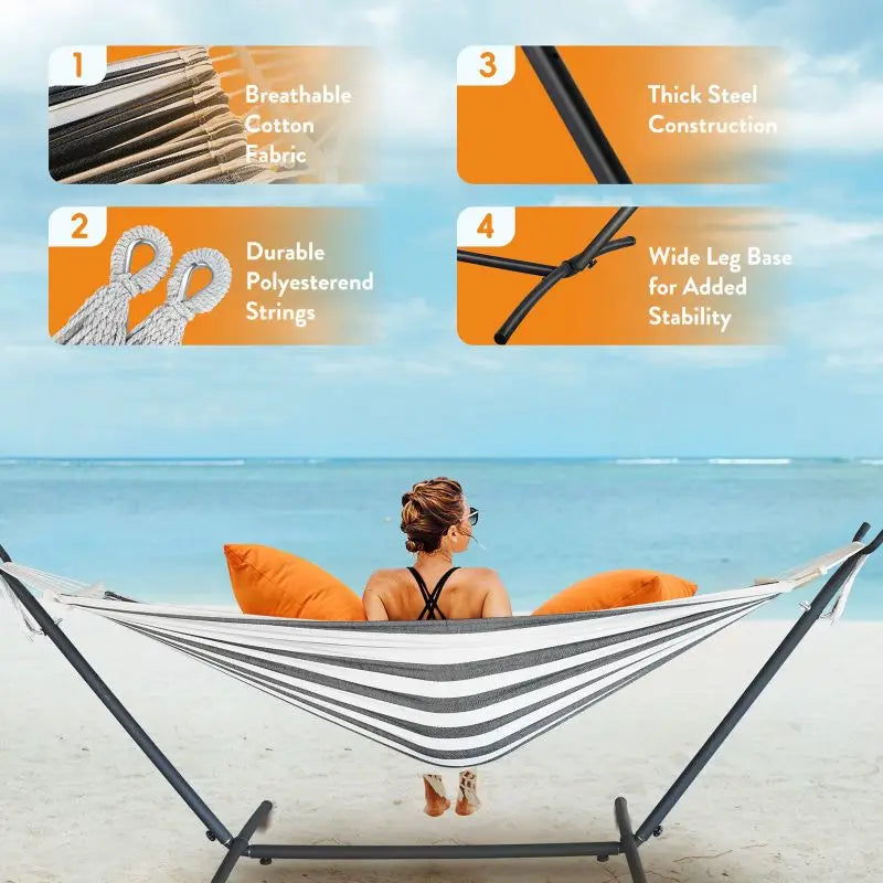 Portable travel hammock for camping and outdoor relaxation