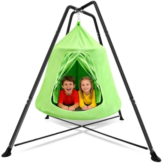 X-Shaped Swing Stand Frame with Tent Sensory Swing for Adults Indoor Outdoor Use 330 Lbs Ccity Detachable Heavy Duty Hanging Ch
