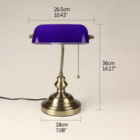 Newrays Glass Desk Lamp Banker Style Zipper Switch Night Light