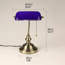 Newrays Glass Desk Lamp Banker Style Zipper Switch Night Light