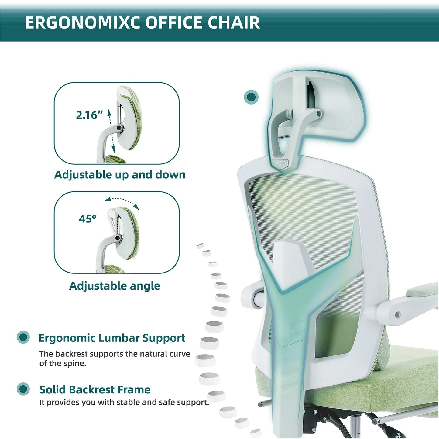 JHK Ergonomic High Back Mesh Gaming Chair With Lumbar Support