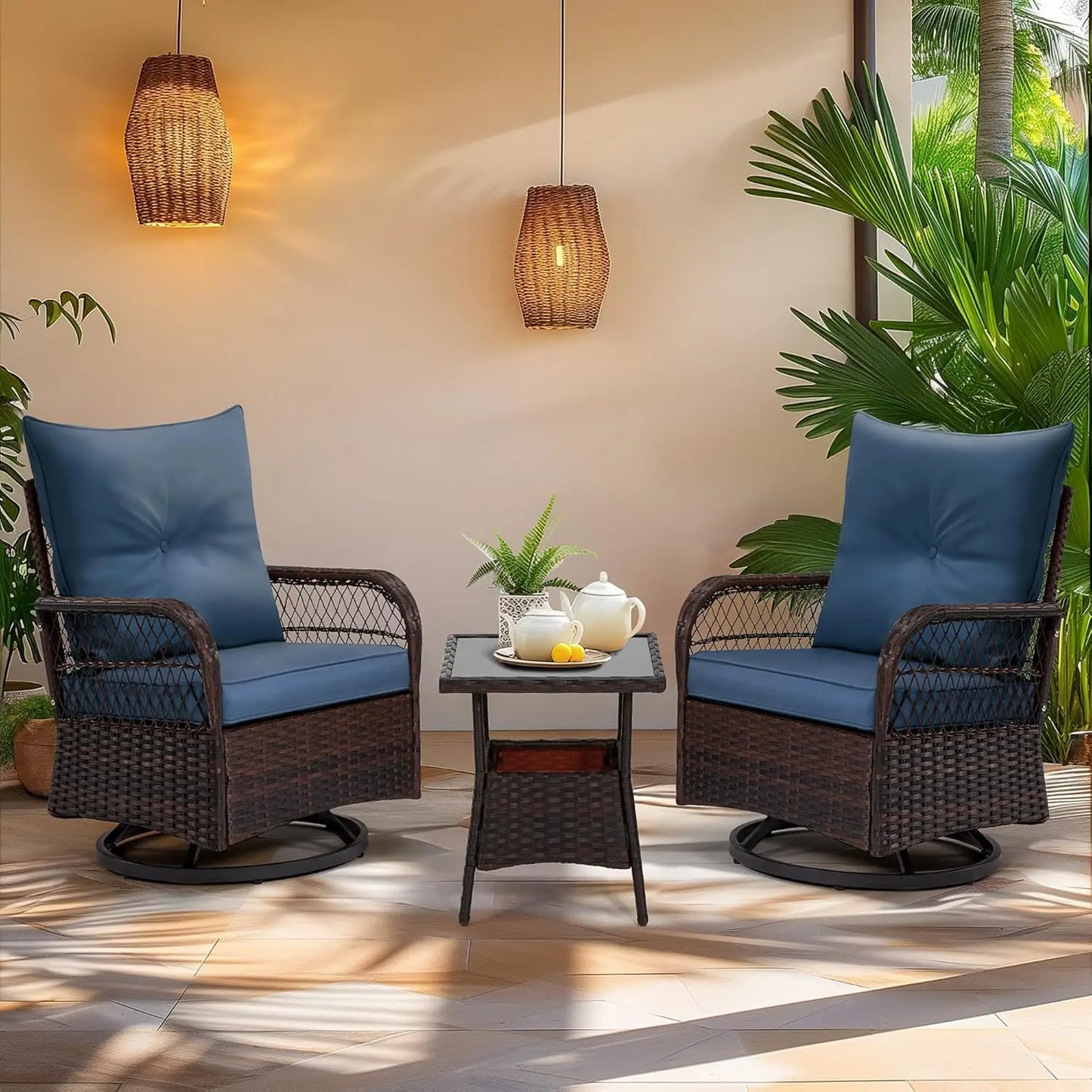 XIAOLANG Patio Furniture Set Outdoor Rocker Chairs with Cushions