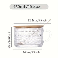 NONEDrinkware 4-Piece Glass Coffee Cup Set With Wooden Lids