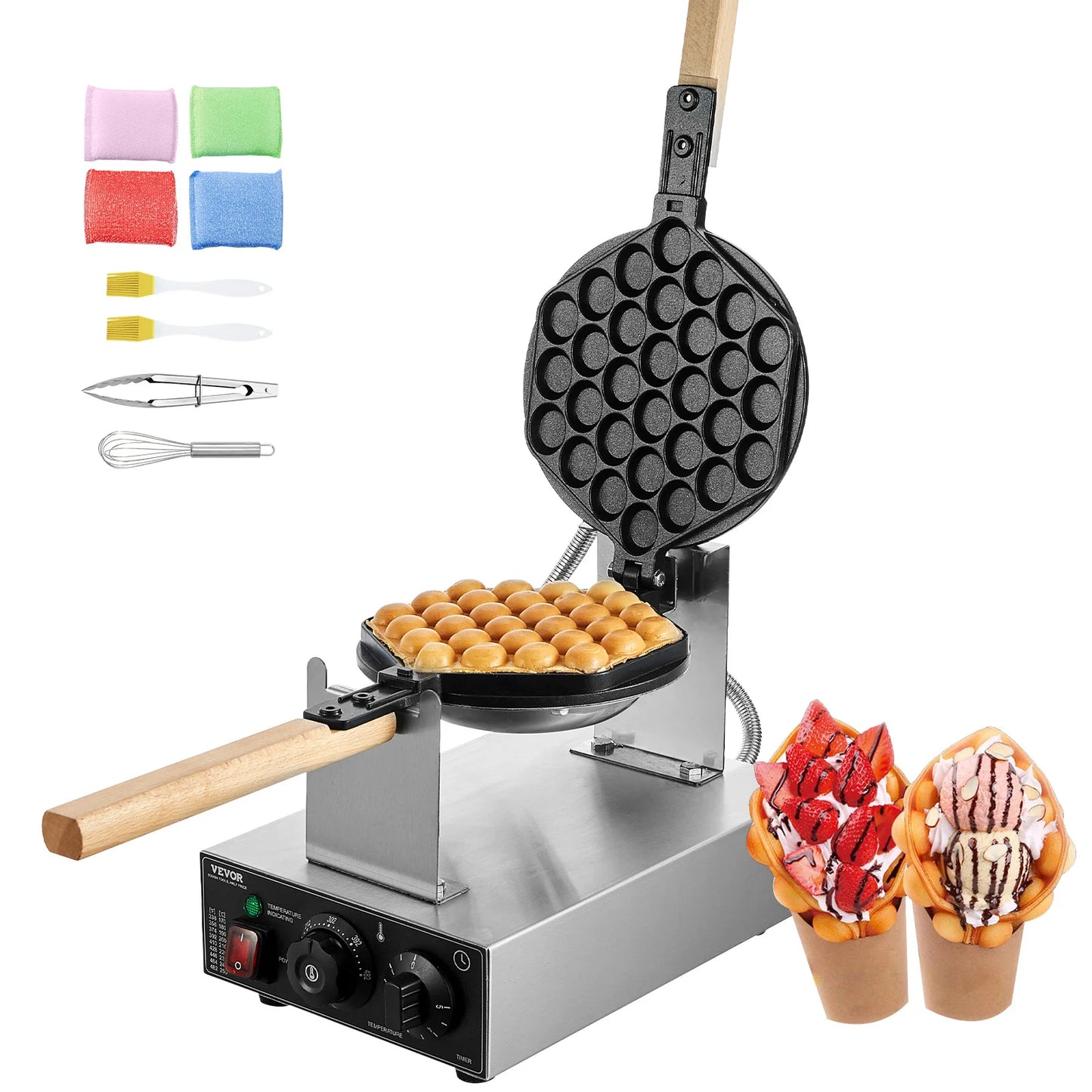 Vevor SucceBuy Commercial Egg Bubble Waffle Maker 1400W