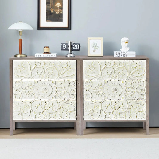 3 Drawer Dresser Vintage French Chest of Drawers for Storage