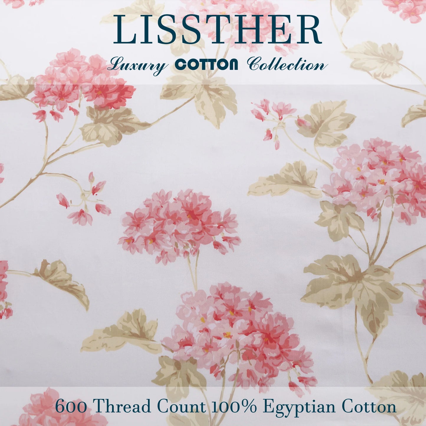 LISSTHERCN 3 Piece 600TC Egyptian Cotton Duvet Cover Set Floral