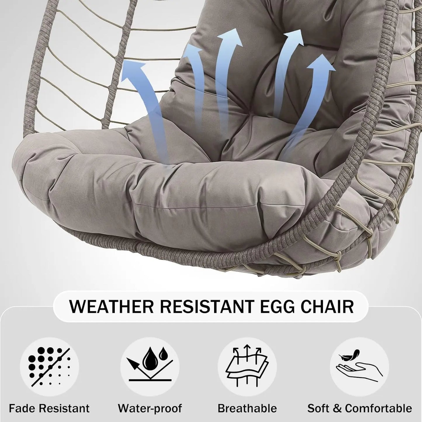 Hanging Egg Chair With Stand Outdoor Rattan Wicker Swing Chair