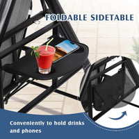 Outdoor Porch Swing With Canopy And Stand 3 Person