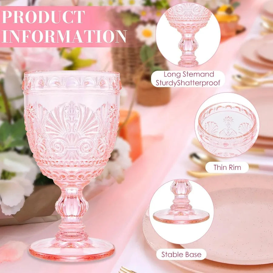 NONEDrinkware Vintage Glassware Goblet Set Durable Wine Glasses