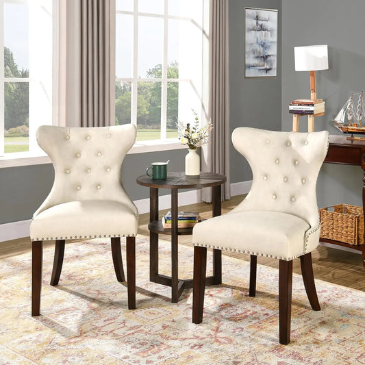 Upholstered Modern Dining Chairs Set of 2, High-end Button-Tufted Leather Dining Room Chairs with Nailhead Trim,, Customized