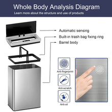 Touch Free Trash Can 13.2 Gallon Kitchen Garbage Cans with Motion Sensor 50 Liter High Capacity Stainless Steel, Customized