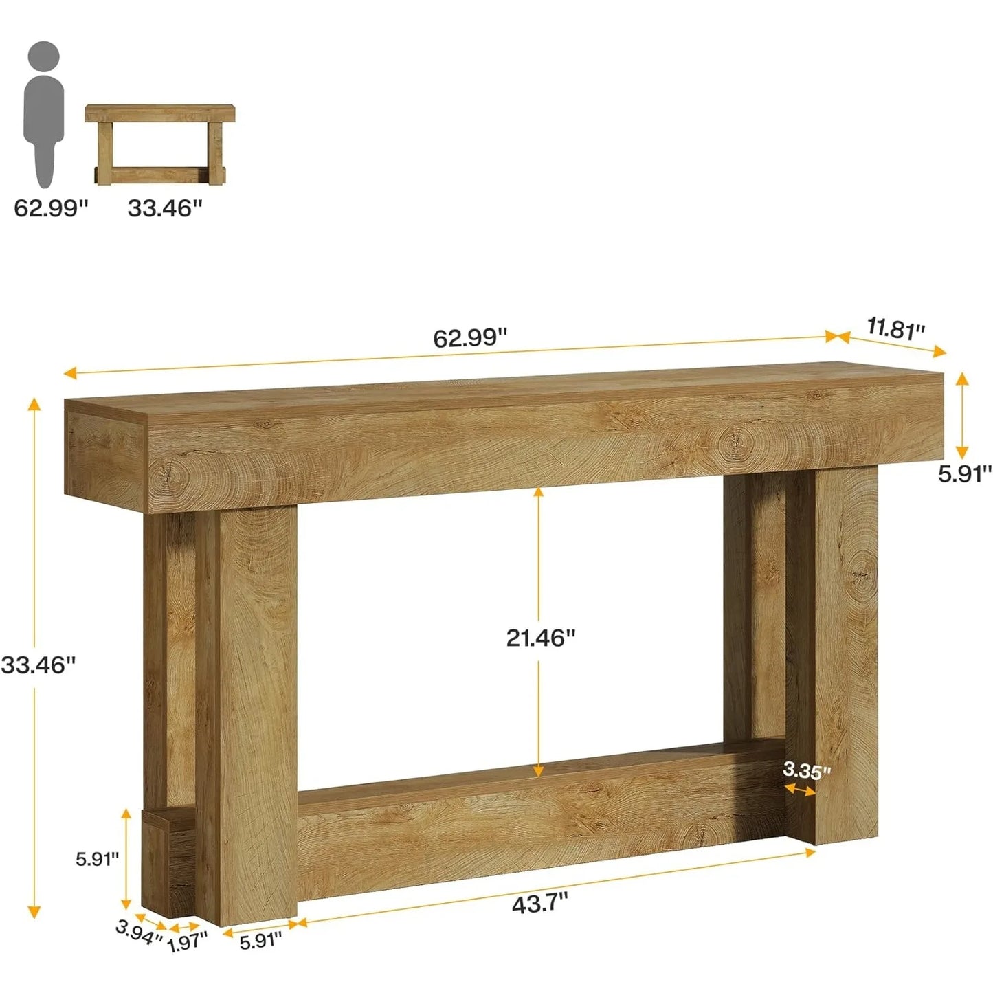 Little Tree Farmhouse Console Table Two Tier Wood Entryway