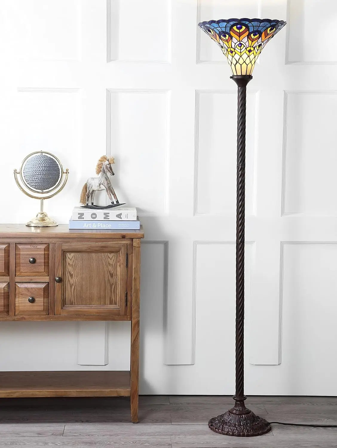 Jonathan Y Peacock Tiffany Style Torchiere LED Floor Lamp