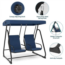 2 Person Outdoor Swing Chair Adjustable Canopy, Heavy Duty Porch Glider, Removable Cushions, Patio Swing For Garden Poolside