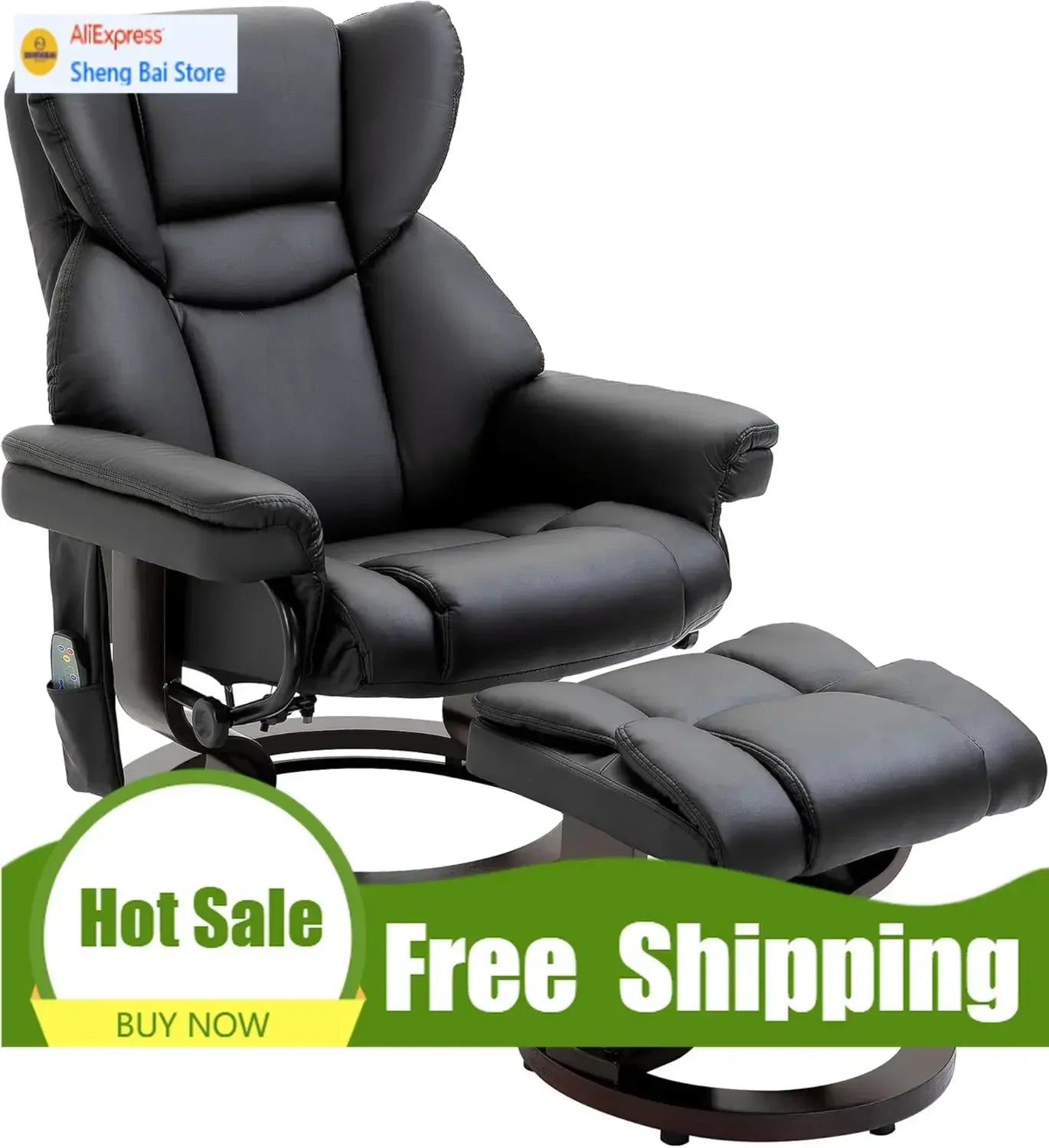 BestsellerMassage Recliner Chair with Ottoman Footrest, 10 Vibration Points, 360° Swivel Reclining Chair, Faux Leather Living Ro