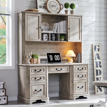 Farmhouse Executive Desk with Hutch,Wood Home Office Computer Desk, Featuring Keyboard Tray,Customized