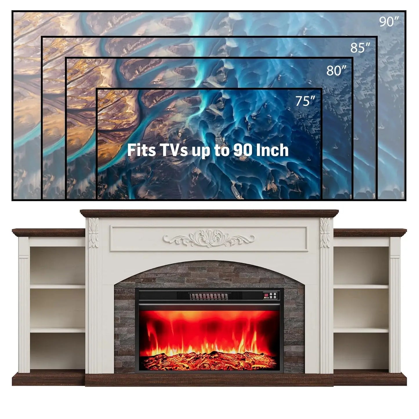 Modern Electric Fireplace With Mantel And TV Stand