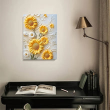 Sunflower 3D Relief Canvas Art With Wood Frame Living Room