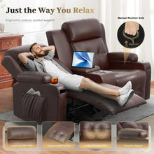 Reclining Massage Loveseat With Console Wall Hugger Sofa