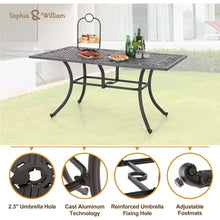 6-Person Rectangular Cast Aluminium Outdoor Dining Table, Patio Bistro Table with 2.3