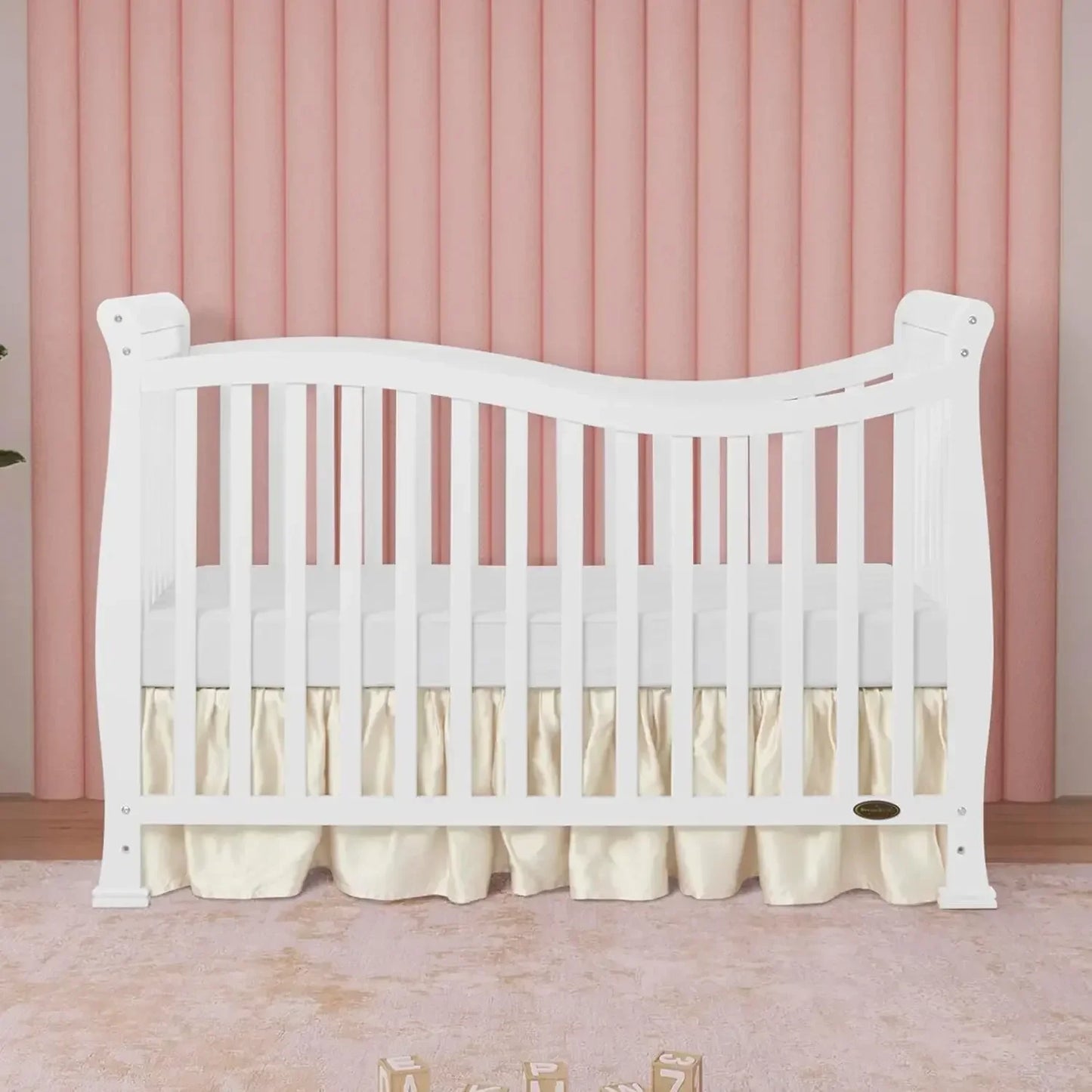 Violet 7-In-1 Convertible Life Style Crib In White, Greenguard Gold Certified, 4 Mattress Height Settings, Made Of Sustainable