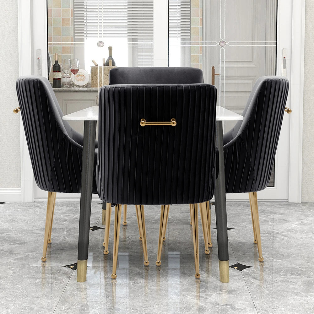 Modern Glam Boucle Velvet Dining Vanity Chair Set of 4