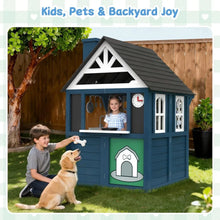 Playhouse Outdoor,Wooden Play House Playset, Large, Sturdy, Realistic Design with Kitchen, Doorbell, Customized