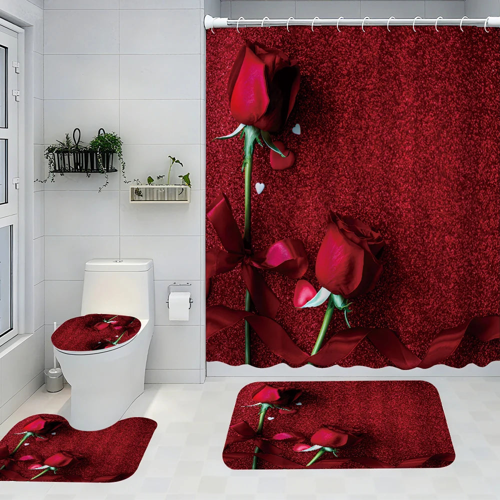 Avant-Garde Waterproof Shower Curtain And Complete Four-Piece Bathroom Kit