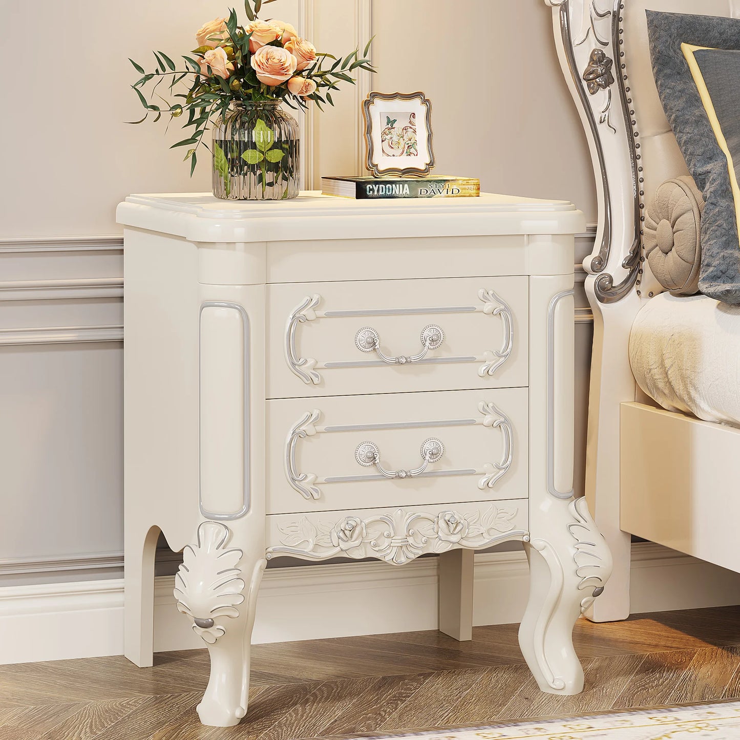 Tribesigns Two Drawer Nightstand End Table For Bedroom Living Room