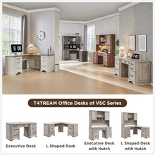 Farmhouse Executive Desk with Hutch,Wood Home Office Computer Desk, Featuring Keyboard Tray,Customized
