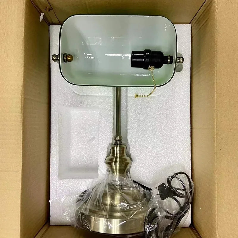 Newrays Glass Desk Lamp Banker Style Zipper Switch Night Light
