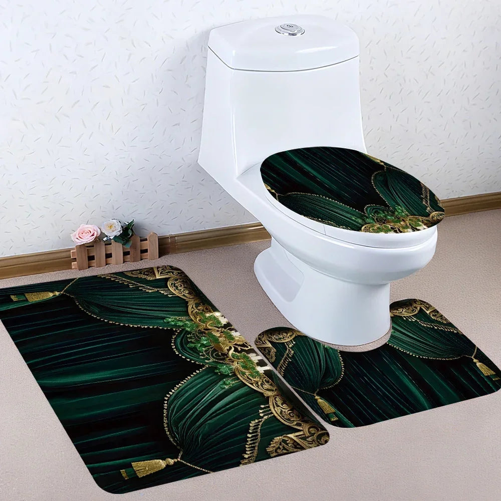 4pc Polyester Bath Curtain Set Striped Modern Home Decor