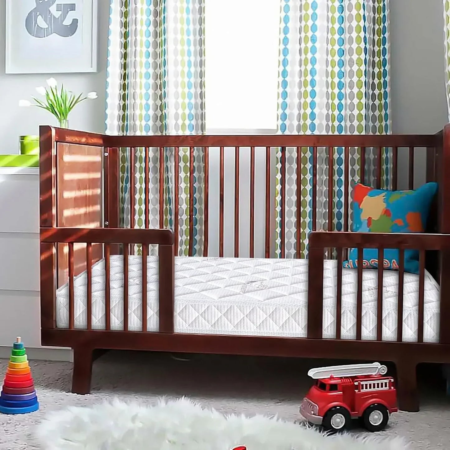 Premium Crib & Toddler Mattress,100% Knitted Fabric, Premium Fleece Surface-Hypoallergenic, 5" Thick Firm Soft Crib Mattress