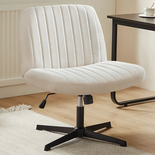 JHK Cross Legged Office Rocking Chair Armless Desk Swivel Fabric
