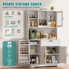 Vongrasig Tall Kitchen Pantry Cabinet Microwave Stand Storage Hutch Dining Living Room White